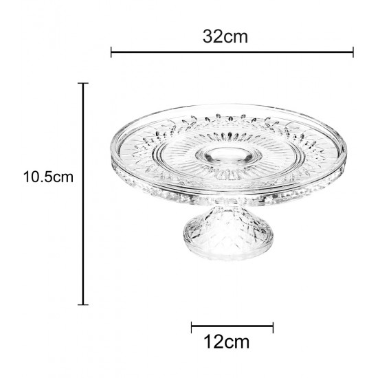 Prato Bolo 32cm 10,5cm Lys Com Pé Em Cristal Ecológico Wolff